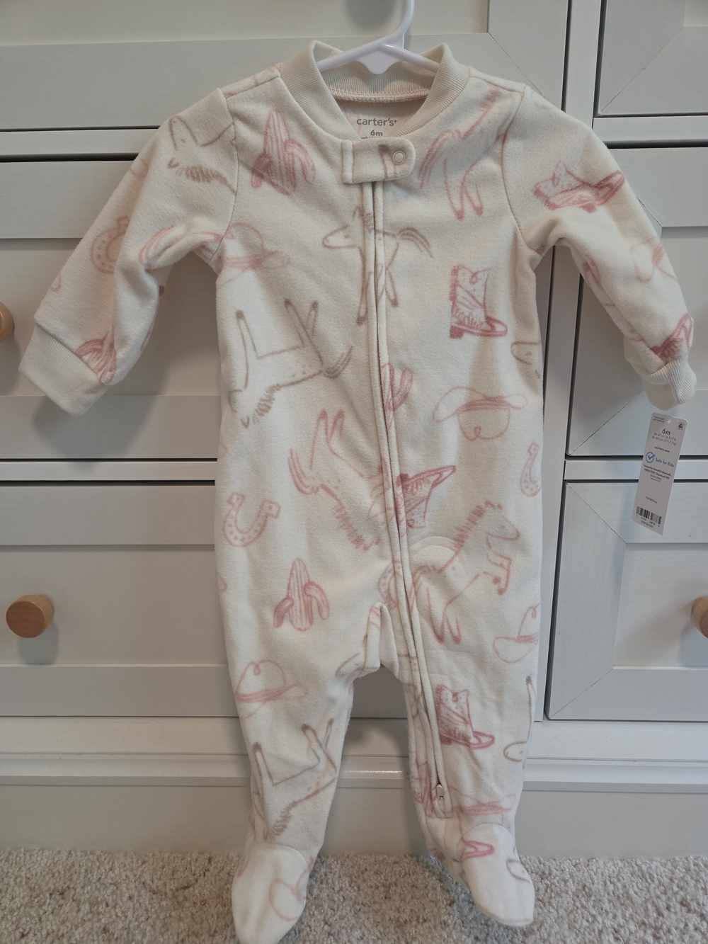 NWT Carter's Footed Sleeper with Pink Western Print